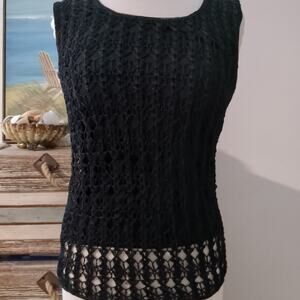Black Crochet Top CDP & Co. Size small